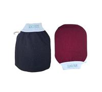Kessa Moroccan Exfoliating Glove, Traditional Beauty Accessories for Deep Skin Cleansing, Skin Exfoliation and Dead Skin Removal, Pack of 2 (Black/Garnet))
