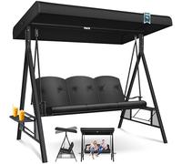 KESSER® Hollywood Swing with Sun Canopy 3-Seater and Seat Cushion | Garden Swing up to 360 kg Load Capacity | Garden Lounger with Non-Slip Feet | Swing Bench Water-Repellent for Outdoor and Indoor Use