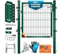 KESSER® Premium Garden Gate Galvanised Metal Garden Gate for Pole Fence Fence Gate with Poles with Lock Door Handle and Key 100 x 106 cm Green