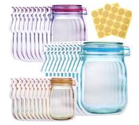 KESTAR 30 Pcs Spice Storage Bags, Reusable Food Saver Zipper Sealed Bags