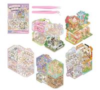 Kesteey 20 Sets 3D Sticker Therapy Scene Material Book, Creative Fun 3D Space Stickers DIY 3D House Stickers Set for Adults Relief Stress Pass The Time Play Park Hamburg Castle Library (B)