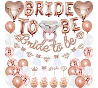 Kesteey Hen Party Decorations Hen Do Accessories Bride to Be Banner Cake Topper Heart Shape Foil Balloons Rose Gold Confetti Balloons for Bridal Shower Hen Theme Party Decoration