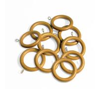 Kestral 28 mm Wooden Curtain Poles Fixed Length Multi Finials Curtain Rings(Aged Oak Rings, Rings 10 Pack)