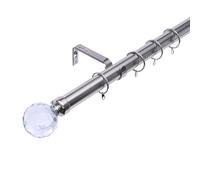 Kestral Crystal Affect Finial 28 mm Extendable Metal Curtain Pole Rods Voile Easy Fitting, Crystal 180-340 cm