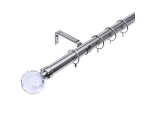 Kestral Crystal Affect Finial 28 mm Extendable Metal Curtain Pole Rods Voile Easy Fitting, Crystal 90-160 cm