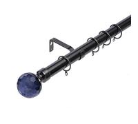 Kestral Crystal Affect Finial 28 mm Extendable Metal Curtain Pole Rods Voile Easy Fitting, Smoke 90-160 cm