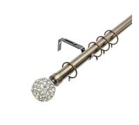 Kestral Diamante Ball 28 mm Finial Extendable Curtain Pole Elegant Metal Finish Easy Fitting,Antique Brass 120-210CM