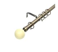 Kestral Painted Ball Finial 28 mm Extendable Metal Curtain Poles Rods Voile Easy Fit, Antique Brass 120-210 cm