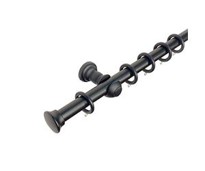 Kestral Stopper Finial 28 mm Wooden Curtain Poles Fixed Length Multi Finials Curtain Pole Wooden Beautiful Design Wooden Finials (Black Stopper, 200 cm)