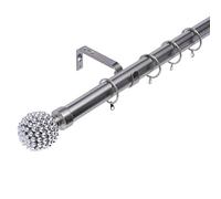Kestral Studded Ball Finial 28 mm Extendable Metal Curtain Pole Rod Voile Easy Fit Rings Inc, Large 120-210 cm