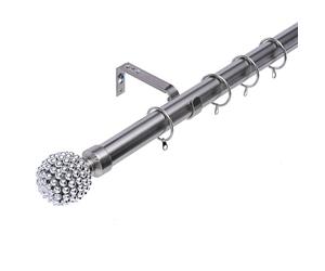 Kestral Studded Ball Finial 28 mm Extendable Metal Curtain Pole Rod Voile Easy Fit Rings Inc, Large 180-340 cm
