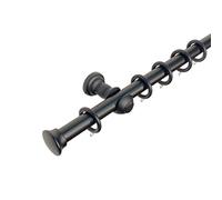 Kestral Wooden Curtain Poles - 120 cm, Black Stopper, Multi Finials