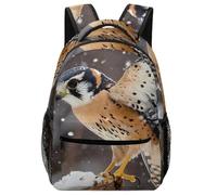 Kestrel Bird In Snowy Day Travel Backpack 16 Inch Casual Shoulder Bag with Adjustable Shoulder Straps
