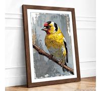 Kestrel on Branch Japandi Framed Wall Art Print A3 (42×29.7cm) Walnut, Wall Decor for Living Room, Bedroom, Office & Home, Ready to Hang, Art Gift