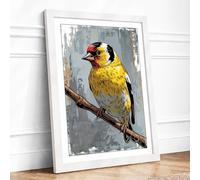 Kestrel on Branch Japandi Framed Wall Art Print A3 (42×29.7cm) White, Wall Decor for Living Room, Bedroom, Office & Home, Ready to Hang, Art Gift