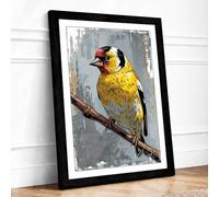Kestrel on Branch Japandi Framed Wall Art Print A4 (29.7×21cm) Black, Wall Decor for Living Room, Bedroom, Office & Home, Ready to Hang, Art Gift