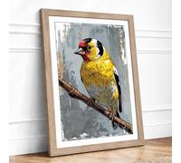Kestrel on Branch Japandi Framed Wall Art Print A4 (29.7×21cm) Oak, Wall Decor for Living Room, Bedroom, Office & Home, Ready to Hang, Art Gift