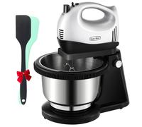 Kestreln Hand & Stand Mixer Set, 300W Motor, 5 Speed, Turbo, Silver/Black, Stainless Steel Bowl