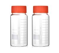 Kestun 2 Pack 1000ml Wide Mouth Graduated Round Reagent Bottle,Borosilicate 3.3 Glass Bottle,Media Storage Bottle With GL80 Orange Polypropylene Screw Cap