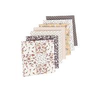kesurpae 7 Pieces Square Quilting Fabric Bundle Assorted Pattern Home Supplies Floral-print Cloth Needlework Material, Coffee Color/50 * 50cm