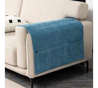 kesurpae Armchair Sofa Arm Table Practical Armrest Organiser With Soft Touch Chenille Fabric Cloth Remote Control Holder For Sofa, blue, 60 * 110CM