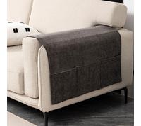 kesurpae Armchair Sofa Arm Table Practical Armrest Organiser With Soft Touch Chenille Fabric Cloth Remote Control Holder For Sofa, gray, 60 * 110CM