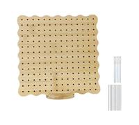 kesurpae Crochet Blocking Board with Pins Pegs Classroom Tool for Teaching Beginners Fine Crochet Skills Blocking Board for Knitting is Made of Bamboo Square Knitting, Wood Color, 19.4x19.4cm