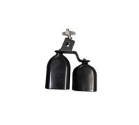 kesurpae Drums Percussion Double Mounted Bell Educational Purposes Helps Kids Develop Coordination Skills At Early Age High And Low Tone Cowbell Drum Cowbell Accessory, black, 17x13x4cm
