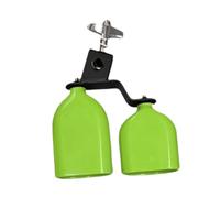 kesurpae Drums Percussion Double Mounted Bell Educational Purposes Helps Kids Develop Coordination Skills At Early Age High And Low Tone Cowbell Drum Cowbell Accessory, green, 17x13x4cm