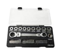 kesurpae Easy to Carry 36PCS Ratcheting Wrench Set with Multi Specification Sockets Convenient for Quick Fixes 36PCS Metric Socket Ratchet Wrench Kit 8mm-18mm 36 Pieces Ratcheting Combination Set