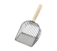 kesurpae Efficient Metal Litter Tray Sifter Cat Owners Who Require Cleaning Supplies Cat Litter Scooper Is Designed For Pets Metal Cats Scoops With Ergonomic Long Handle, Silver, 13x28cm