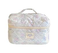kesurpae Floral Makeup Bag Cotton Up Bag Gorgeous Quilted Suitable for Every Makeup Enthusiasts Needs Brushes Quilted Wash Organizer Pouch for Womens Ladies, Pink, 25x16x15.5cm