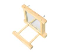 kesurpae Fun Bird Mirror Perch Stand Helps Parakeets And Lovebirds Stay Active While Enjoying Reflections Making Convenient To Install And Parrot Hanging Toy With Mirror Wooden Play