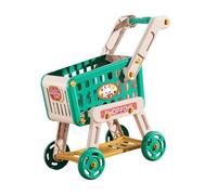 kesurpae Kids Shopping Cart Trolley Pretend Food Way To Spark Creativity While Helping Kids Learn About Grocery Shopping Processes Toy Cart Pretend Grocery With Wheel , green , 46.5x26x51cm