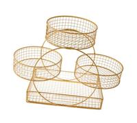 kesurpae Multi Tier Fruit Basket Vegetable Rack Display And Storage Of Favorite Fruits And Snacks Sturdy Strong.Wipe To Clean Onion Potato Bread Snack Produce Holder Organizer , Golden , 30x20x31cm