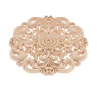 kesurpae Natural Wood Corner Decal Classical Wooden Applique for Cabinets Mirrors Furniture Carved Onlay Applique Floral Carved, 24x24cm