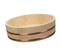 kesurpae Practical Wooden Sushi Rice Bowl Mixing Tub Essential for Mixing Serving Sushi Rice Every Time Wooden Bucket is Made Wood Home Kitchen Restaurant Barrel Bowl, 30x7.5cm