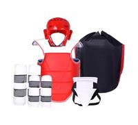 kesurpae Professional Training Equipment Includes Karate Sparring Gear Set With Premium Headgear And Comprehensive Protective Elements Thickened Adjustable Padded Taekwondo Chest Guard, Red, S