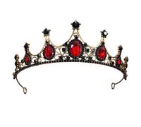 kesurpae Retro Style Crown Wedding Black and Red Crowns Baroque Crystal Hair Clip Brides, Stage - Princesses and Halloween, black-red