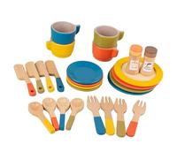 kesurpae Role Play Dishes Kitchen Pretend Play Toy Experience Color Matching Learning Through Engaging Afternoon Tea Activities Wooden Dish Set For Girls Toddlers Tea Set