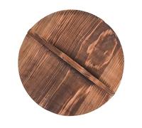 kesurpae Round Universal Cookware Lid With Anti Scalding Ensures Safe Cooking Experience With Wooden Drop Lid Cover Kitchen Skillet Cover Frying Kitchen Gadget, Brown, 22CM