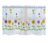 kesurpae Rural Villa Style Lace Curtains Embroidered With Flowers Fresh And Natural Atmosphere For Room Decorative Short, As shown, 230 * 60cm