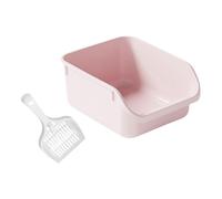 kesurpae Semi Enclosed Cat Kitten Toilet With Low Front Entrance Makes Easy For Cats To Access While Reducing Mess Nonstick Litter Pan Cat Litter Container Bedpan, pink, 39x29.5x17cm
