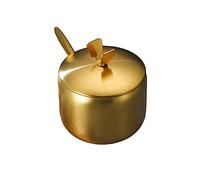 kesurpae Stainless Steel Sugar Bowl Condiment Coffee Spice Jar Salt Pepper Container Cruet Organizer Seasoning Storage Pot, Gold type 1, S