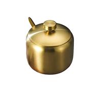 kesurpae Stainless Steel Sugar Bowl Condiment Coffee Spice Jar Salt Pepper Container Cruet Organizer Seasoning Storage Pot, Gold Type 2, L