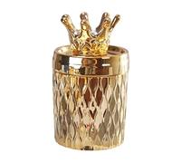 kesurpae Storage Jar Makeup Tool Holder Dustproof Container Decorative Jar Ceramic Makeup Storage Box With Lid For All Needs Tool Holder Decorative, crown decor, 7.5x14cm
