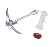 kesurpae Sturdy Boat Anchoring Grapnel Anchor With 20 Meter Anchor Rope Portable Inflatable Kayaks Canoes Fishing Adventures Folding Grapnel For Small Craft Dinghies, 3.2KG
