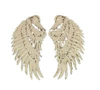 kesurpae Suitable Size Large Glitter Wing Patches with Heatable Cloth Embroidered Motif Trim for Clothing Sequin Wing Appliques, Gold