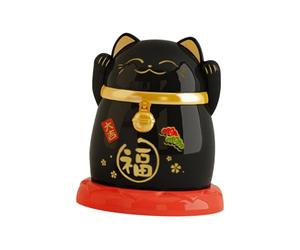 kesurpae Toothpick Storage Case Creative Tradition China Lucky Cat Beautiful Multifunctional Case Organizing Toothpick Box Household Cotton Swab Storage Multipurpose, Black, 6.6x7.7cm