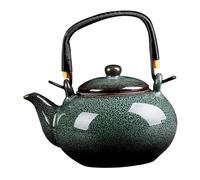 kesurpae Vibrant Ceramic Teapot Tea Pot Kitchen with Handle Effortlessly Serve Blooming Loose Tea Delightful for Gatherings Heat Resistant Ceramic Flower Pot Kettle, Green, 750ml